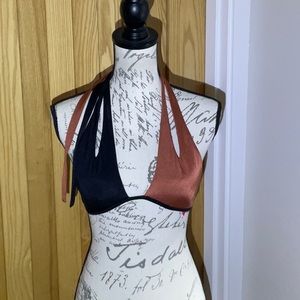 Victoria Secret, 2 Toned, Copper and Black Play on Triangle Bikini Top. Small